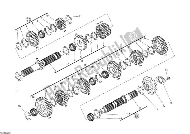 All parts for the Gear Box of the Ducati Monster 795 EU Thailand 2012